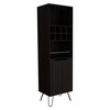 Tuhome Manhattan L Bar Cabinet, Eight Built-in Wine Rack, Two Cabinets With Single Door, Black BLW6474